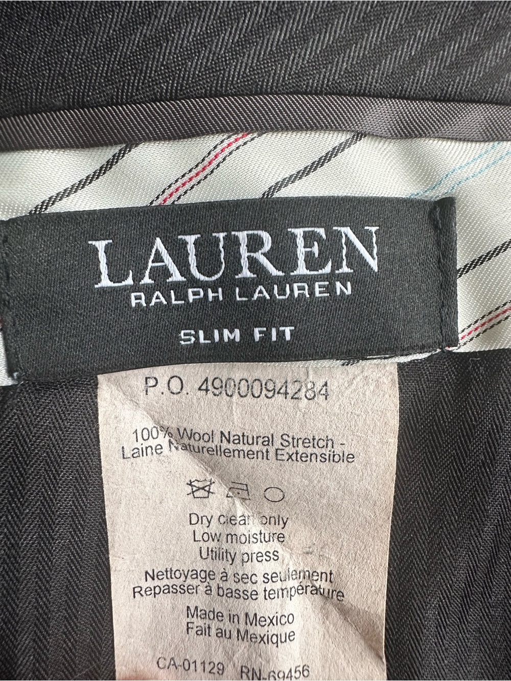 Ralph Lauren Men’s Navy Flat-Front Slim Fit Dress Pants 100% Wool 34x32 - Picture 6 of 11